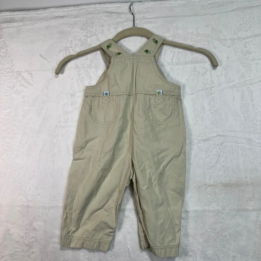 Gymboree Overalls 6-12 Months‎ Khaki Embroidered Turtle Rabbit Vintage Kids